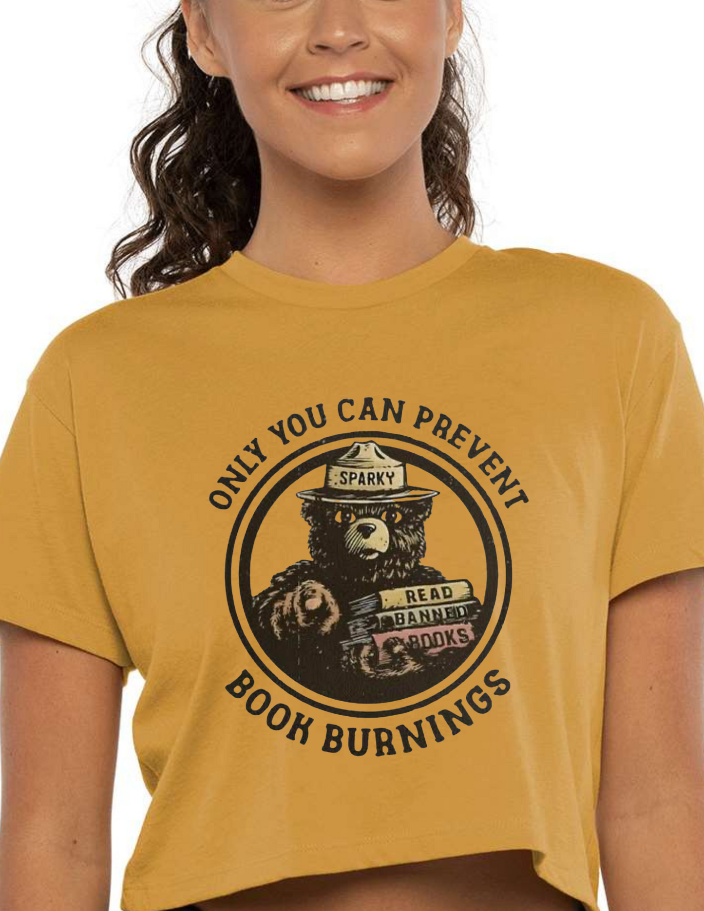 "Only You Can Prevent Book Burnings" Crop Top