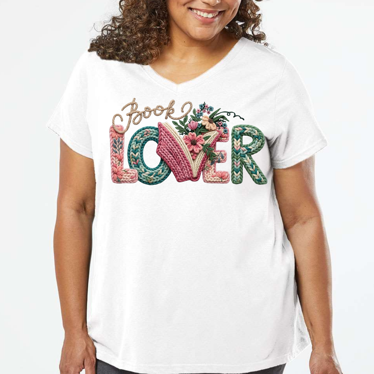 Peoria Bookfest 2026 Women's Curvy Collection Book Lover V-Neck Book Event Tee