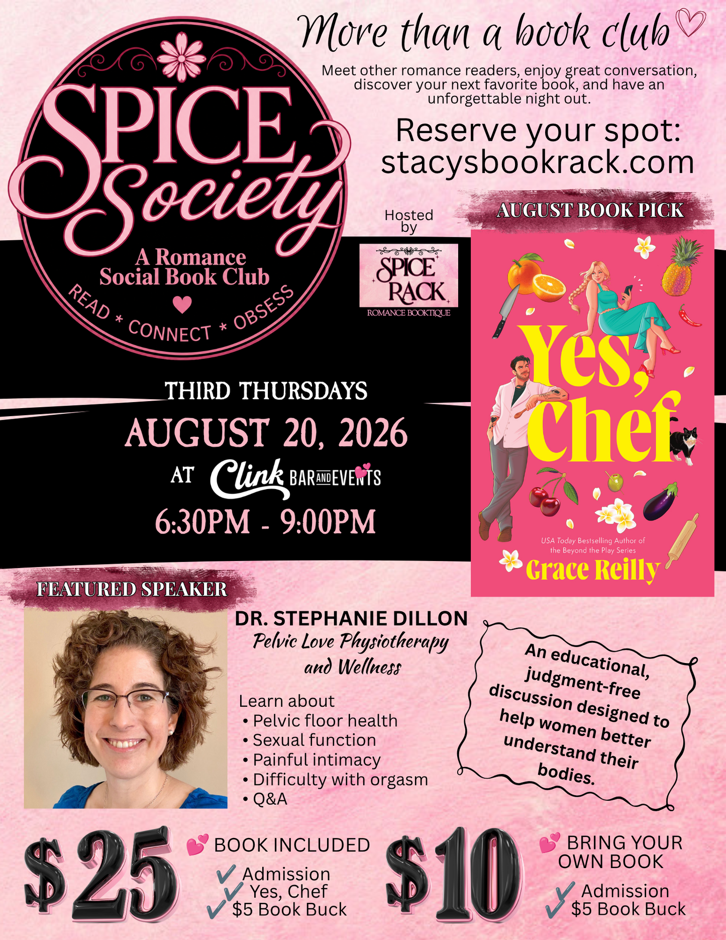 Spice Society Romance Social Book Club * Thursday, August 20 * 6:30 pm-9pm * NO BOOK