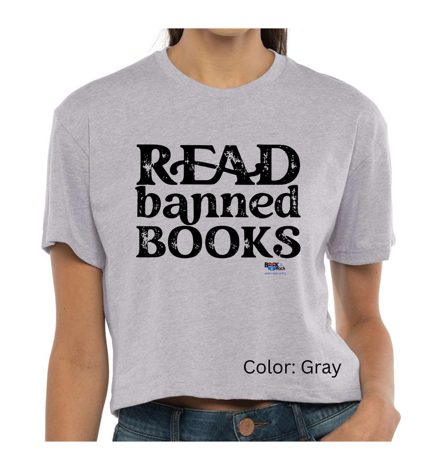 "READ banned books" Crop - Fundraising Shirt for Local Area Children's Summer Reading Program