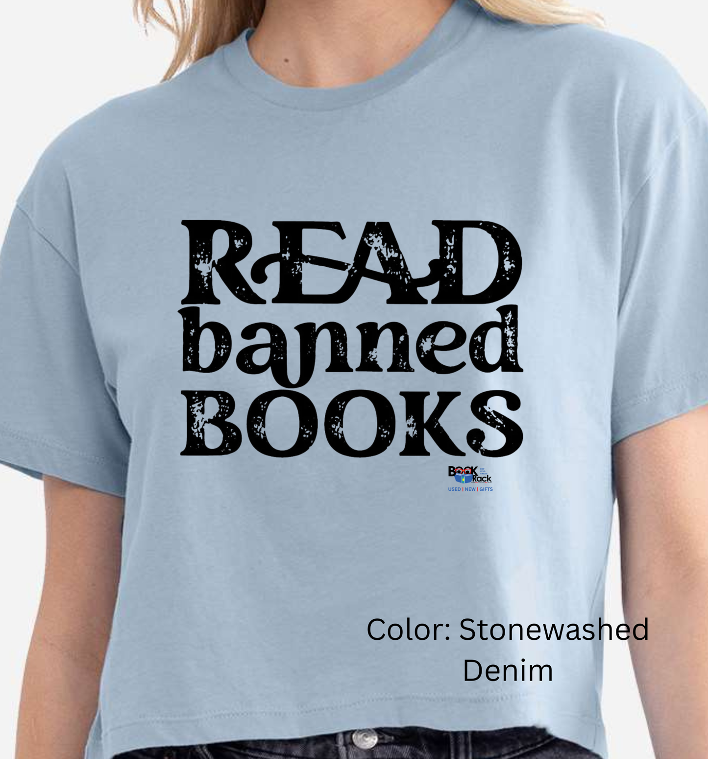 "READ banned books" Crop - Fundraising Shirt for Local Area Children's Summer Reading Program