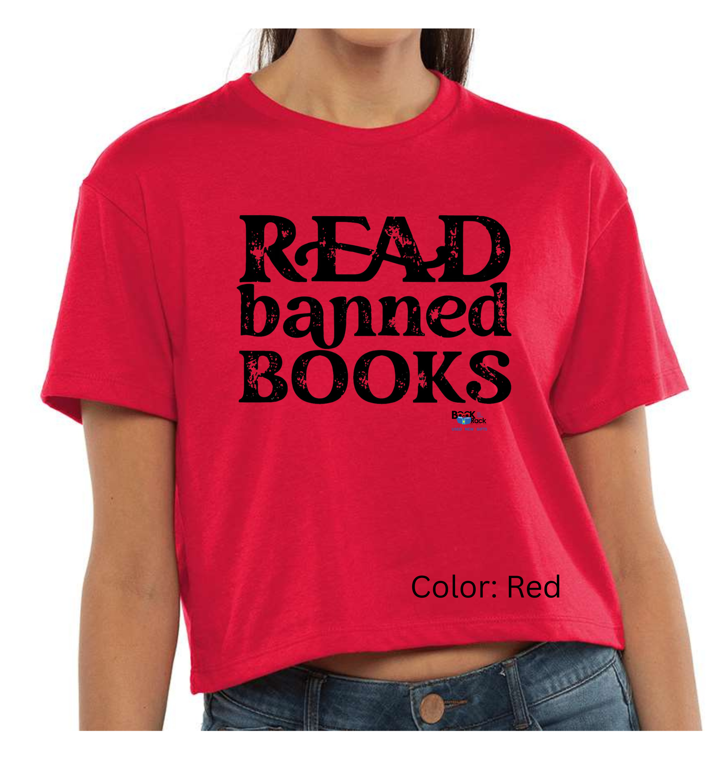 "READ banned books" Crop - Fundraising Shirt for Local Area Children's Summer Reading Program