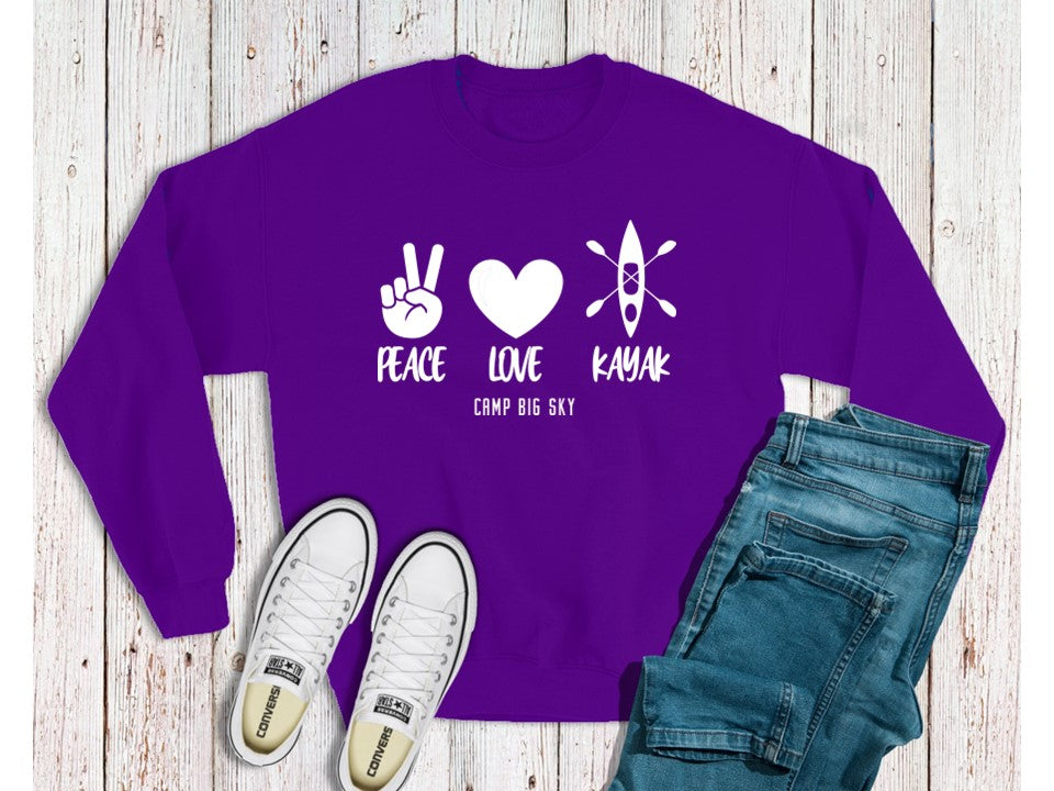 Camp Big Sky-Peace Love-  Crewneck Sweatshirts