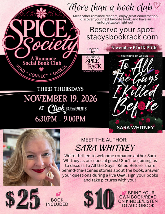 Spice Society Romance Social Book Club * Thursday, November 19 * 6:30pm-9pm * BOOK INCLUDED