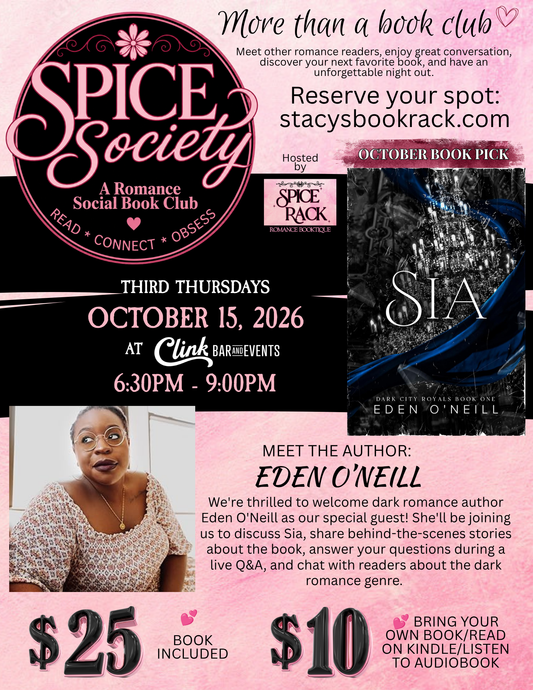 Spice Society Romance Social Book Club * Thursday, October 15 * 6:30pm-9pm * BOOK INCLUDED