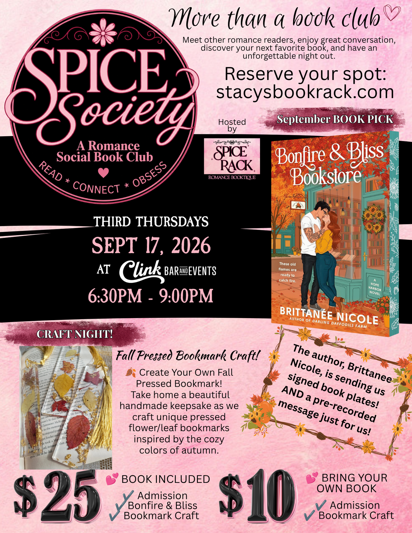 Spice Society Romance Social Book Club * Thursday, September 17 * 6:30pm-9pm * NO BOOK