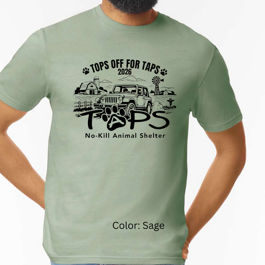 "Tops off for TAPS" Jeep Crawl 2026 Event T-Shirt - TAPS No Kill Shelter Pekin