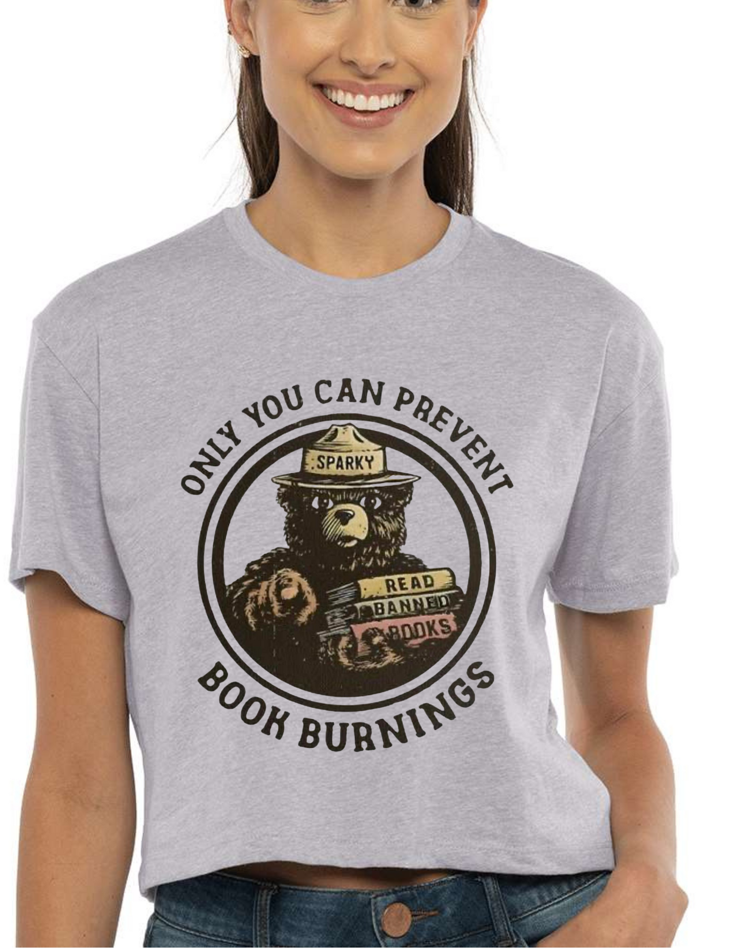 "Only You Can Prevent Book Burnings" Crop Top
