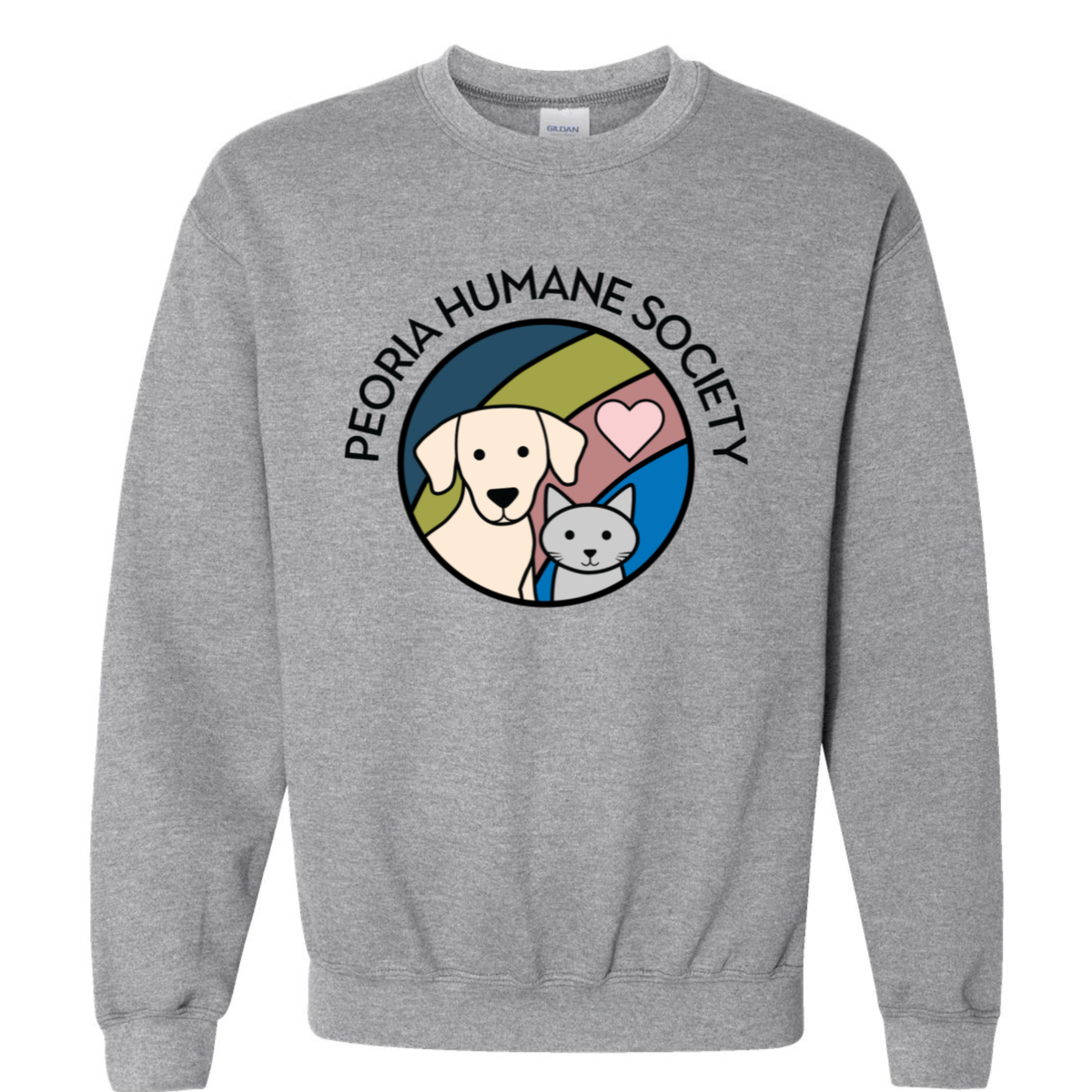 Peoria Humane Society Crewneck Sweatshirt - Full Color Chest Image