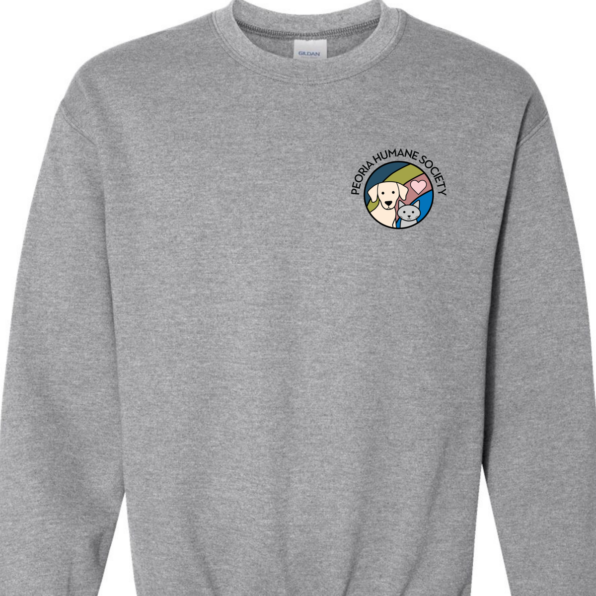 Peoria Humane Society  Crewneck Sweatshirt - Full Color Logo/Left chest