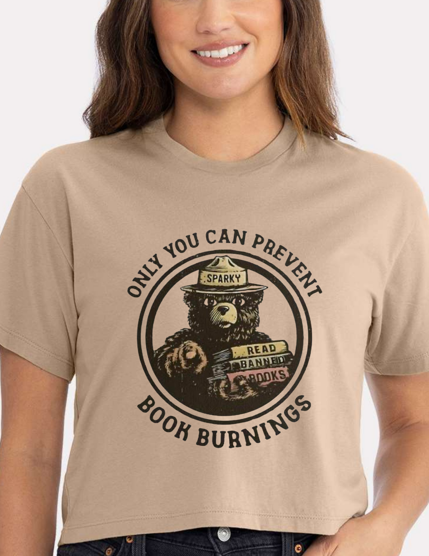 "Only You Can Prevent Book Burnings" Crop Top